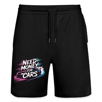Need Money for Cars – Tuning & Car-Lifestyle - Stanley/Stella Unisex Bio Joggingshorts Trainer  - Schwarz - Vorne - Nik (191cm) & Marisol (170cm)