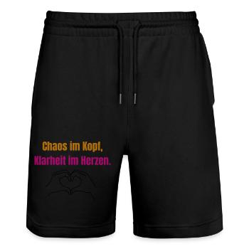 Chaos Statement ADHD and Autism - Stanley/Stella Trainer Unisex Organic Jogging Shorts - black - Front - Nik (191cm) & Marisol (170cm)