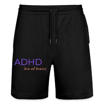 ADHD Liebe alle Gehirne - Stanley/Stella Unisex Bio Joggingshorts Trainer  - Schwarz - Vorne - Nik (191cm) & Marisol (170cm)