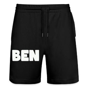 Ben Name - Stanley/Stella Unisex Bio Joggingshorts Trainer  - Schwarz - Vorne - Nik (191cm) & Marisol (170cm)