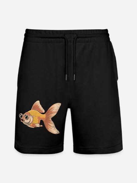 Goldfisch mit Brille Cartoon - Stanley/Stella Unisex Bio Joggingshorts Trainer  - Schwarz