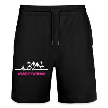 Herzschlag Wander Woman Berge Frauen - Stanley/Stella Unisex Bio Joggingshorts Trainer  - Schwarz - Vorne - Nik (191cm) & Marisol (170cm)