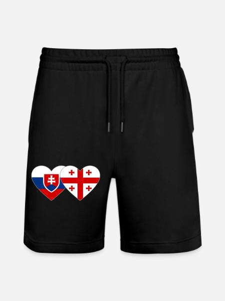 Slovakia Georgia Flag Heart - Stanley/Stella Trainer Unisex Organic Jogging Shorts - black