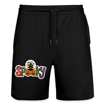 Spooky Halloween Kürbis - Stanley/Stella Unisex Bio Joggingshorts Trainer  - Schwarz - Vorne - Nik (191cm) & Marisol (170cm)