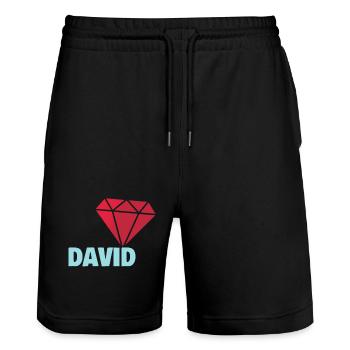 David - Stanley/Stella Unisex Bio Joggingshorts Trainer  - Schwarz - Vorne - Nik (191cm) & Marisol (170cm)