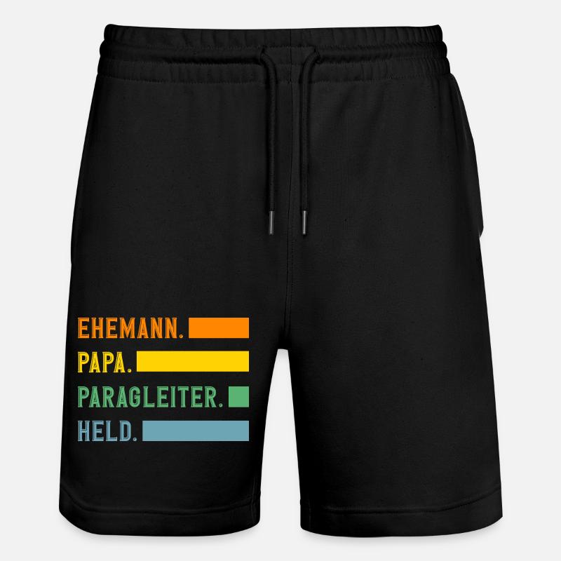 Ehemann Papa Gleitschirm Abenteuer Paragliding - Stanley/Stella Unisex Bio Joggingshorts Trainer  - Schwarz