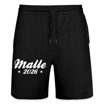 Malle 2026 - Stanley/Stella Trainer Unisex Organic Jogging Shorts - black - Front - Nik (191cm) & Marisol (170cm)