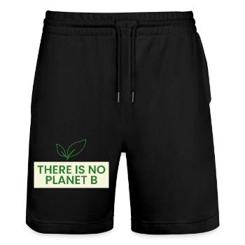 Es Gibt Kein Planet B - Stanley/Stella Unisex Bio Joggingshorts Trainer  - Schwarz - Vorne - Nik (191cm) & Marisol (170cm)
