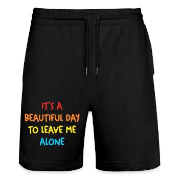 Schöner Tag Lass Mich Allein - Stanley/Stella Unisex Bio Joggingshorts Trainer  - Schwarz - Vorne - Nik (191cm) & Marisol (170cm)