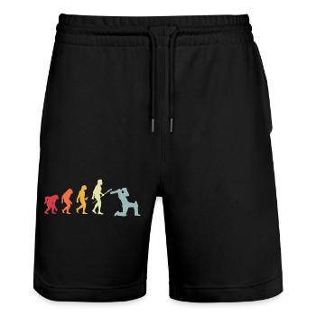 Funny Cricketer Cricket Sports Sayings - Stanley/Stella Trainer Unisex Organic Jogging Shorts - black - Front - Nik (191cm) & Marisol (170cm)