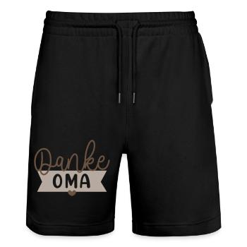 Danke Oma- Geschenk für die beste Großmutter - Stanley/Stella Unisex Bio Joggingshorts Trainer  - Schwarz - Vorne - Nik (191cm) & Marisol (170cm)