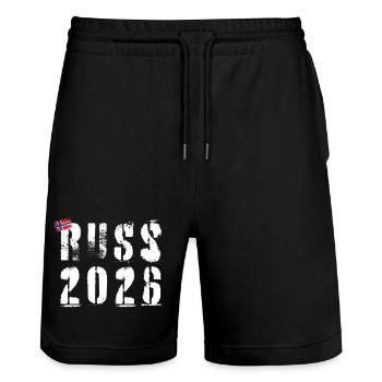 RUSSLAND 2026 Grunge-Jahr - Stanley/Stella Unisex Bio Joggingshorts Trainer  - Schwarz - Vorne - Nik (191cm) & Marisol (170cm)