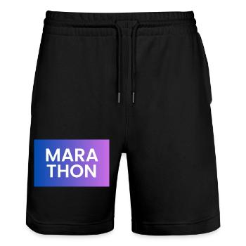 Marathon Gradient Shirt Design - Stanley/Stella Trainer Unisex Organic Jogging Shorts - black - Front - Nik (191cm) & Marisol (170cm)