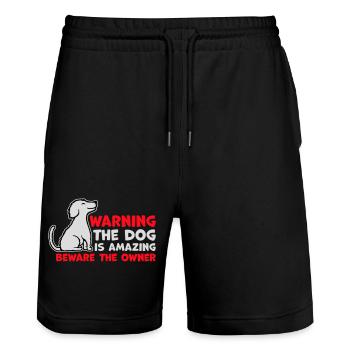 Attention chien est incroyable Attention propriétaire Hunde Haustier - Short de jogging bio TRAINER Stanley/Stella unisexe - noir - Devant - Nik (191cm) & Marisol (170cm)