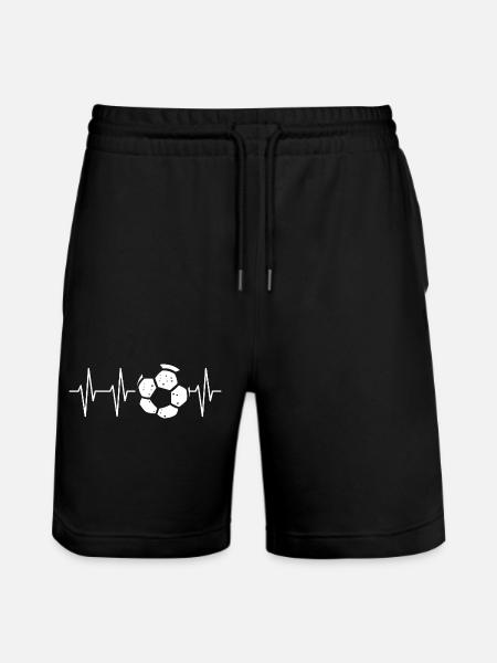 Soccer Heartbeat Line Design - Stanley/Stella Trainer Unisex Organic Jogging Shorts - black