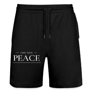 Finde deine innere Frieden - Yoga & Meditation  - Stanley/Stella Unisex Bio Joggingshorts Trainer  - Schwarz - Vorne - Nik (191cm) & Marisol (170cm)