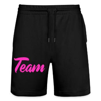 Team - Stanley/Stella Unisex Bio Joggingshorts Trainer  - Schwarz - Vorne - Nik (191cm) & Marisol (170cm)