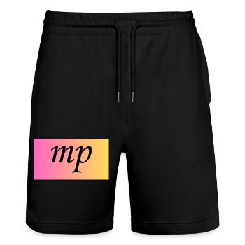 Mezzopiano Mittelleise - Musikalische Anweisung - Stanley/Stella Unisex Bio Joggingshorts Trainer  - Schwarz - Vorne - Nik (191cm) & Marisol (170cm)