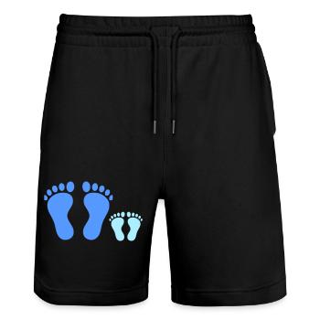 Family Footprints Common Walk Vector - Stanley/Stella Trainer Unisex Organic Jogging Shorts - black - Front - Nik (191cm) & Marisol (170cm)