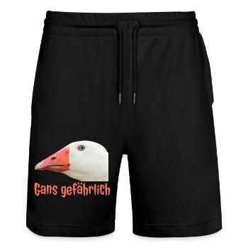 Ganz Gefährlich Gänsekopf - Stanley/Stella Trainer Unisex Organic Jogging Shorts - black - Front - Nik (191cm) & Marisol (170cm)