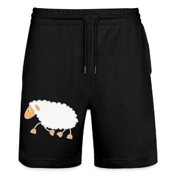 Schaf trabt zum Schäfer - Stanley/Stella Unisex Bio Joggingshorts Trainer  - Schwarz - Vorne - Nik (191cm) & Marisol (170cm)