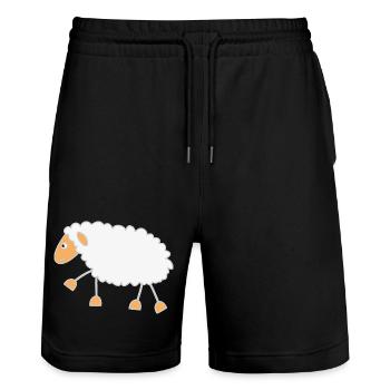 Lustiges Schaf - Stanley/Stella Unisex Bio Joggingshorts Trainer  - Schwarz - Vorne - Nik (191cm) & Marisol (170cm)