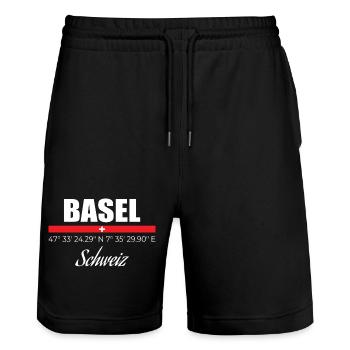 Bâle - Short de jogging bio TRAINER Stanley/Stella unisexe - noir - Devant - Nik (191cm) & Marisol (170cm)