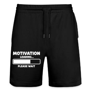 Motivation Chargement Humour Design - Short de jogging bio TRAINER Stanley/Stella unisexe - noir - Devant - Nik (191cm) & Marisol (170cm)