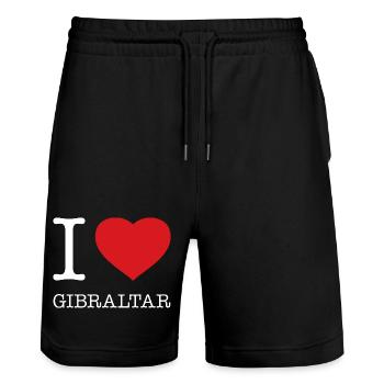 I love Gibraltar - Stanley/Stella Unisex Bio Joggingshorts Trainer  - Schwarz - Vorne - Nik (191cm) & Marisol (170cm)