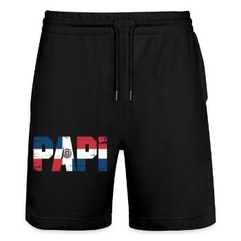  Papi Dominikanische Flagge – Stolzer Papa aus der - Stanley/Stella Unisex Bio Joggingshorts Trainer  - Schwarz - Vorne - Nik (191cm) & Marisol (170cm)
