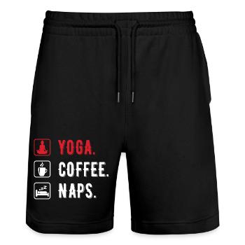 Yoga coffee naps women - Stanley/Stella Trainer Unisex Organic Jogging Shorts - black - Front - Nik (191cm) & Marisol (170cm)