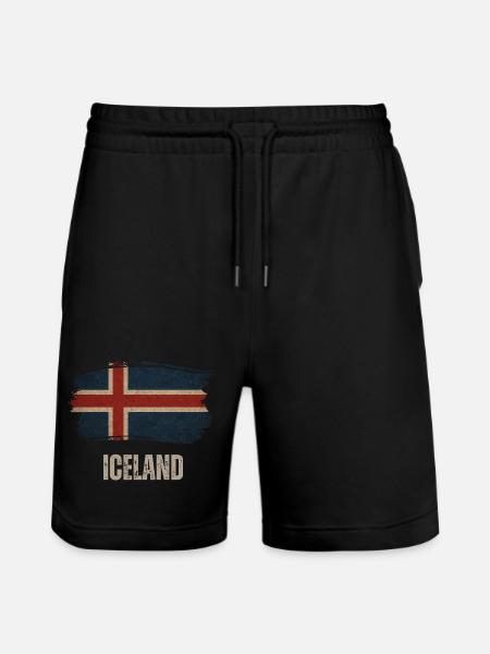 Islands flagg, vintage Island - Stanley/Stella Trainer økologisk unisex-løpeshorts - svart