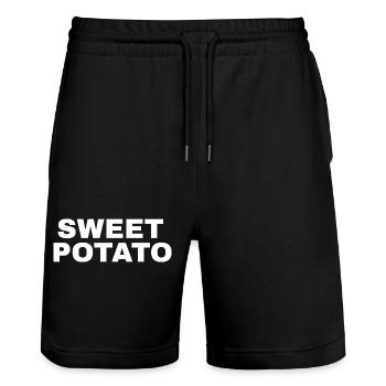 Patate douce Grouchy - Short de jogging bio TRAINER Stanley/Stella unisexe - noir - Devant - Nik (191cm) & Marisol (170cm)