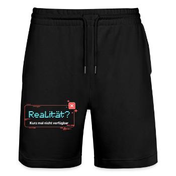 Realität? Kurz mal nicht verfügbar  - Stanley/Stella Unisex Bio Joggingshorts Trainer  - Schwarz - Vorne - Nik (191cm) & Marisol (170cm)