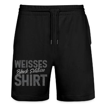 White Shirt Black Edition Funny Saying - Stanley/Stella Trainer Unisex Organic Jogging Shorts - black - Front - Nik (191cm) & Marisol (170cm)