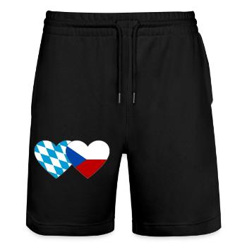 Bavaria Czech Republic Heart Association - Stanley/Stella Trainer Unisex Organic Jogging Shorts - black - Front - Nik (191cm) & Marisol (170cm)