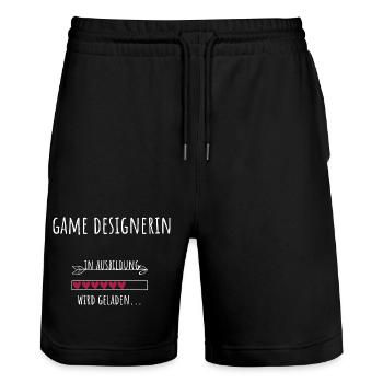 Game Design Studies Occupation Game Designer - Stanley/Stella Trainer Unisex Organic Jogging Shorts - black - Front - Nik (191cm) & Marisol (170cm)