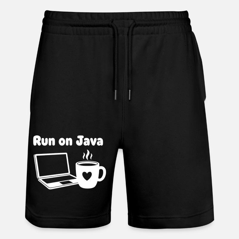 Java Run Cafe Laptop Heart - Stanley/Stella Trainer Unisex Organic Jogging Shorts - black