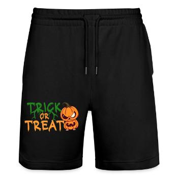 Citrouille d’Halloween Trick or Treat - Short de jogging bio TRAINER Stanley/Stella unisexe - noir - Devant - Nik (191cm) & Marisol (170cm)