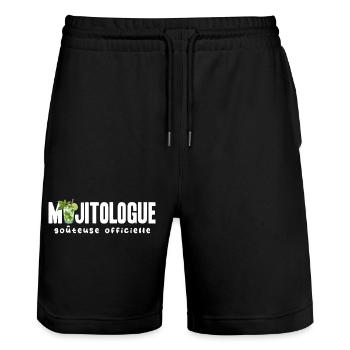 Mojitologue T-shirt Humour Femme Soirée Mojito - Short de jogging bio TRAINER Stanley/Stella unisexe - noir - Devant - Nik (191cm) & Marisol (170cm)