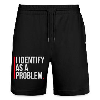 I Identify as a Problem Statement Cheeky Rebellious - Stanley/Stella Trainer Unisex Organic Jogging Shorts - black - Front - Nik (191cm) & Marisol (170cm)