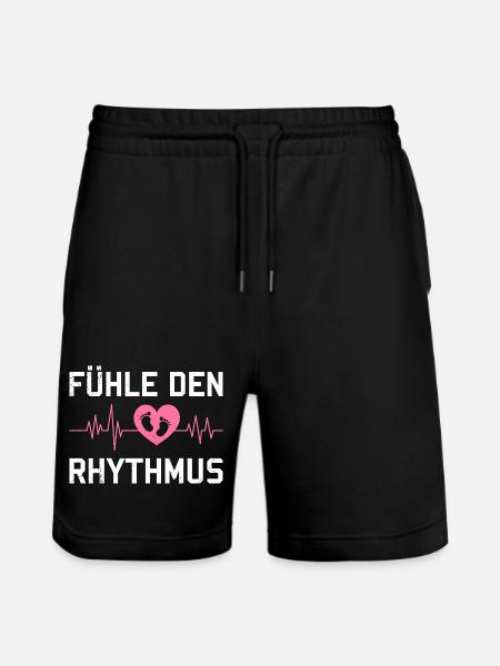 Expectant Mom FEEL THE RHYTHM Funny - Stanley/Stella Trainer Unisex Organic Jogging Shorts - black