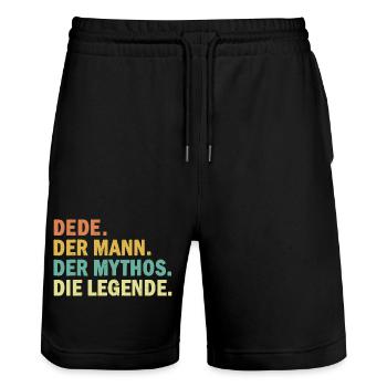 Türk Dede(Opa). Der Mann. Der Mythos. Die Legende - Stanley/Stella Unisex Bio Joggingshorts Trainer  - Schwarz - Vorne - Nik (191cm) & Marisol (170cm)