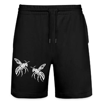 Biene Wespe - Stanley/Stella Unisex Bio Joggingshorts Trainer  - Schwarz - Vorne - Nik (191cm) & Marisol (170cm)