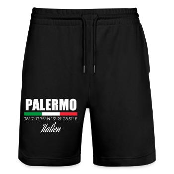 Palermo - Stanley/Stella Unisex Bio Joggingshorts Trainer  - Schwarz - Vorne - Nik (191cm) & Marisol (170cm)
