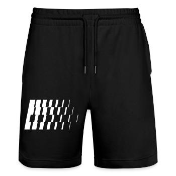 Barres obliques diagonales monochromes - Short de jogging bio TRAINER Stanley/Stella unisexe - noir - Devant - Nik (191cm) & Marisol (170cm)