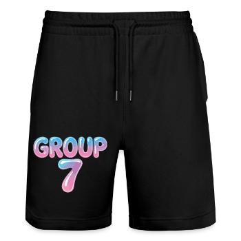 Funny Group 7 67 Meme Halloween Costume - Stanley/Stella Trainer Unisex Organic Jogging Shorts - black - Front - Nik (191cm) & Marisol (170cm)