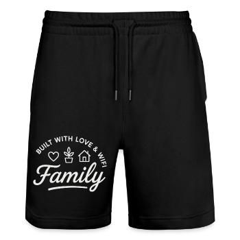 Built with Love & WiFi - Stanley/Stella Trainer Unisex Organic Jogging Shorts - black - Front - Nik (191cm) & Marisol (170cm)