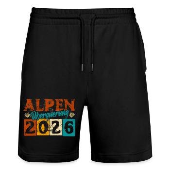 Traversée des Alpes 2026 - Randonnée - Short de jogging bio TRAINER Stanley/Stella unisexe - noir - Devant - Nik (191cm) & Marisol (170cm)