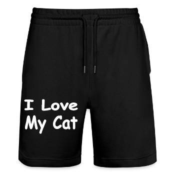 feline - Stanley/Stella Trainer Unisex Organic Jogging Shorts - black - Front - Nik (191cm) & Marisol (170cm)